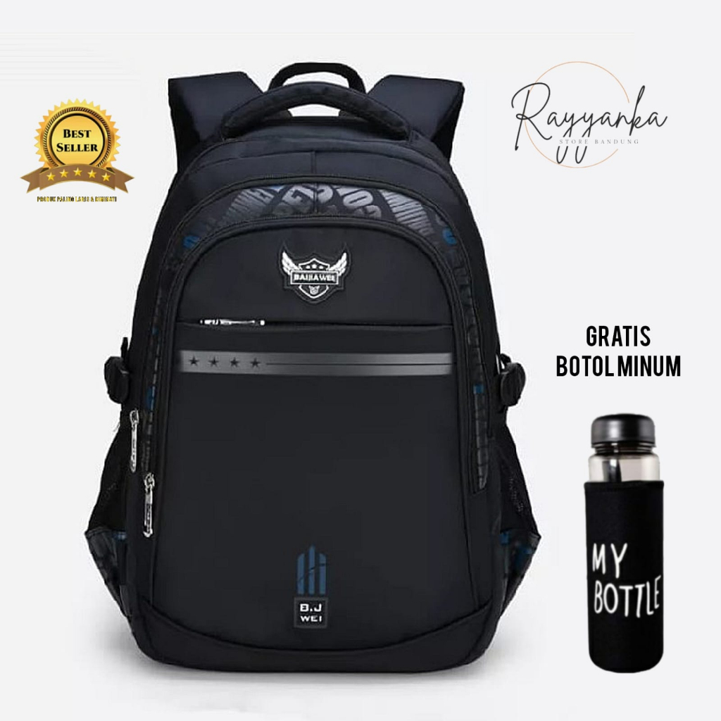 Ransel Backpack Pria Model Vts46 Gratis Botol Minum Tas Ransel Untuk Sekolah Kuliah Dan Kerja