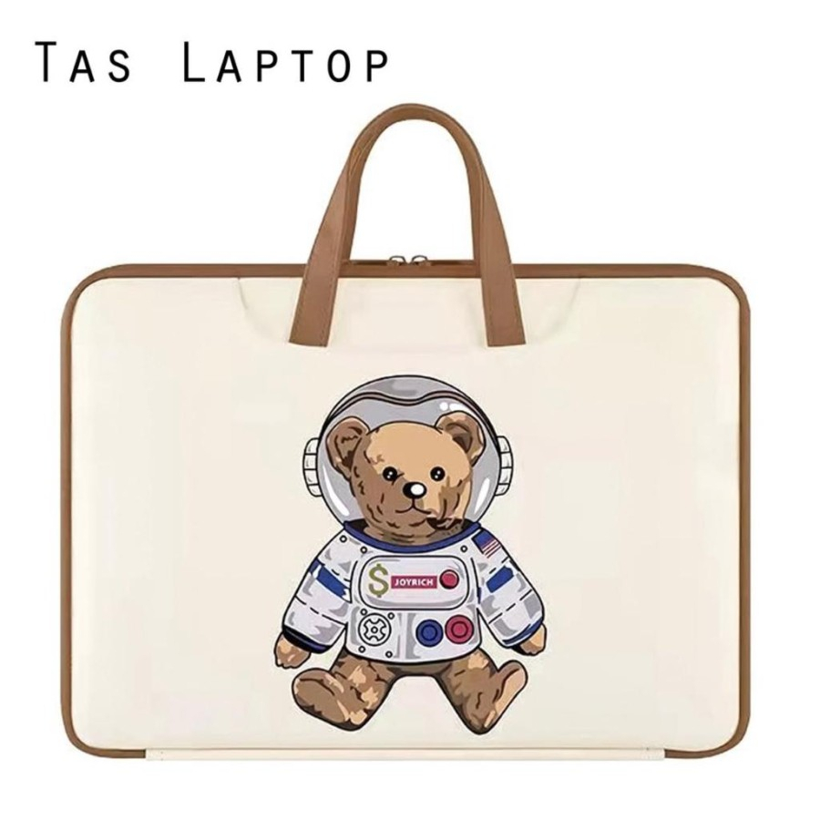 Tas Laptop Macbook Jinjing Hand Strap Teddy Open PU Leather 11 12 13 14 15 16 inch