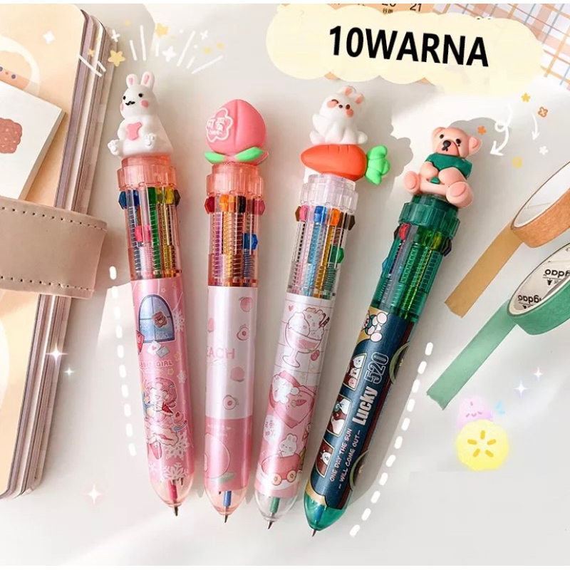 PULPEN KARAKTER LUCU FAST FOOD DAN BEAR DOLL 3D 10 WARNA TULISAN