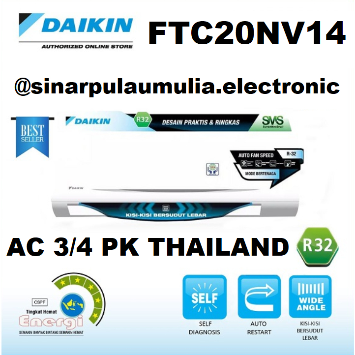Daikin AC Standard Split 3/4 PK Thailand - FTC20NV14 / FTC 20 NV 14 / FTC 20NV 14 / FTC 20NV14 / FTC