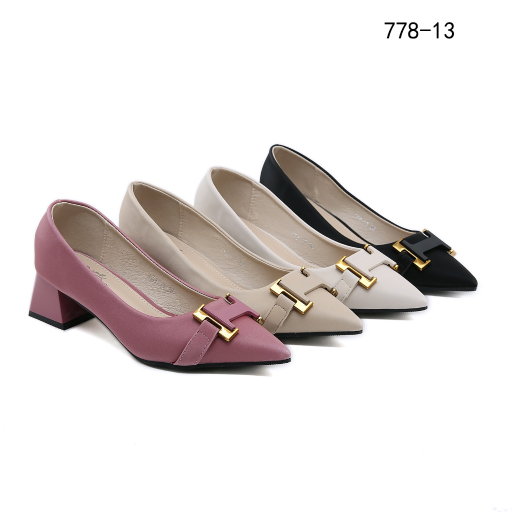 778-13 H-Logo Block Heels Shoes