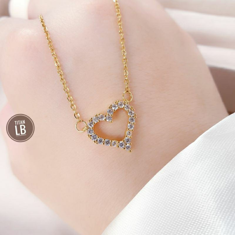 Kalung Titanium Love Cantik Dan Simple Permata N05052304