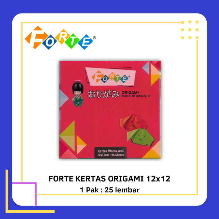 

FORTE Origami 12x12 Dua Sisi Berwarna - Kertas Warna / Lipat / Hias - 1 Pak Isi 25 Lembar