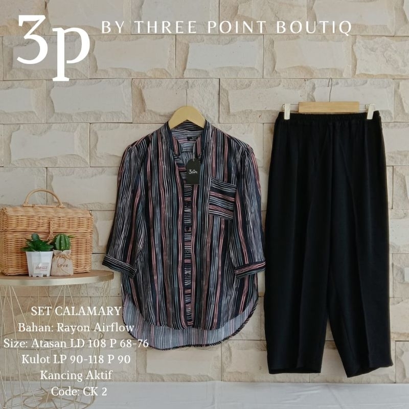SET CALAMARY 3POINT kode CK |set celana |setelan rayon |set lengan |setelan wanita |setelan motif