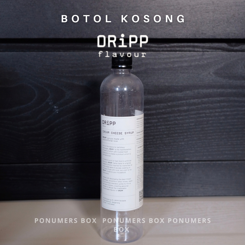 [REQUEST LABEL] BOTOL PLASTIK KOSONG DRIPP SYRUP 760ML