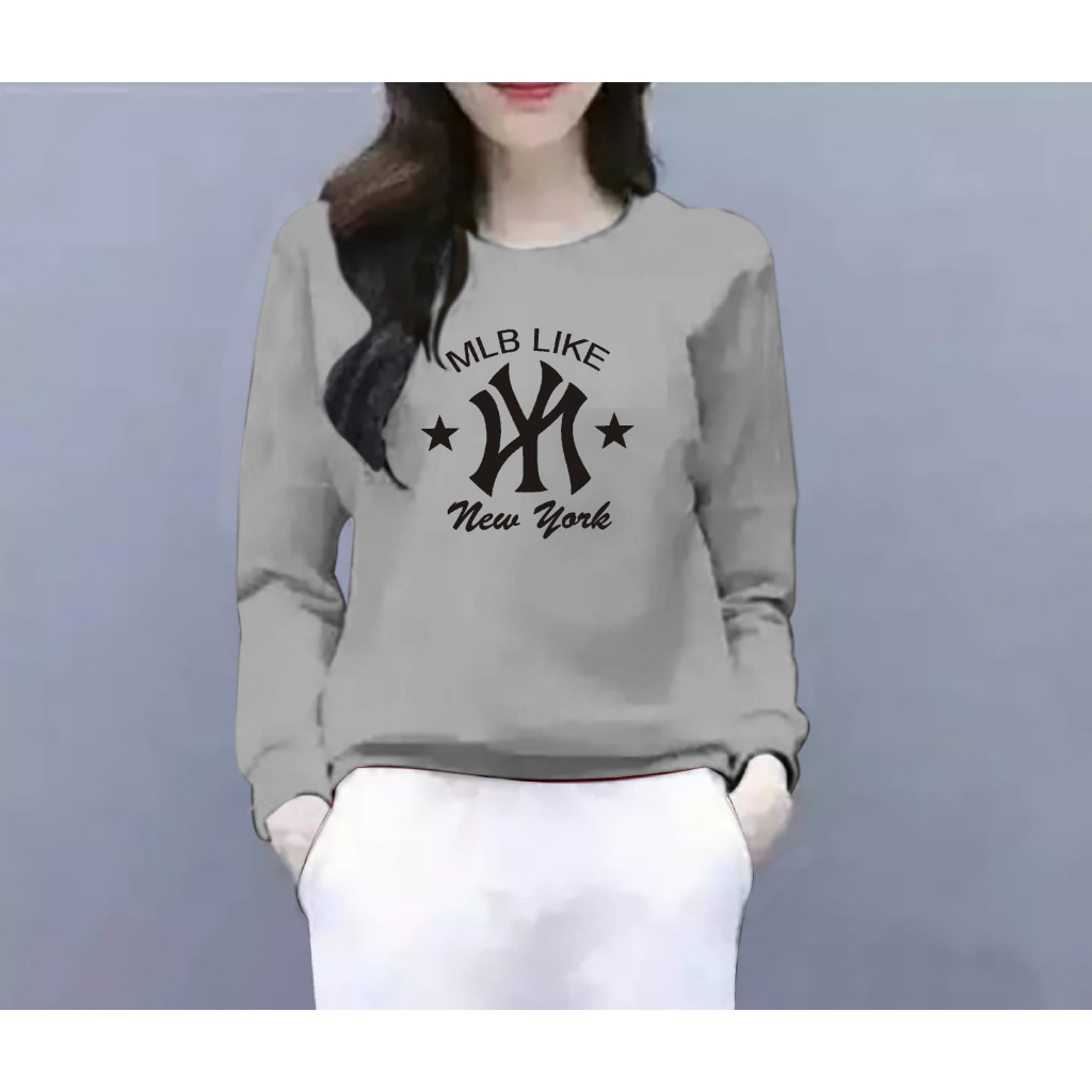 BAJU ATASAN TRENDY MLB LIKE GIRL TERBARU-KAOS DISTRO CEWEK KEREN LENGAN PANJANG MASA KINI DAN TERLARIS