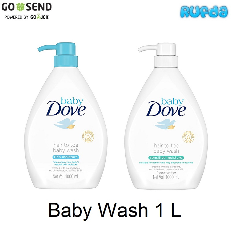 Baby Dove 1000ml Hair to Toe Baby Wash Rich and Sensitive Sabun Mandi Cair Bayi Kulit Sensitive Eczema