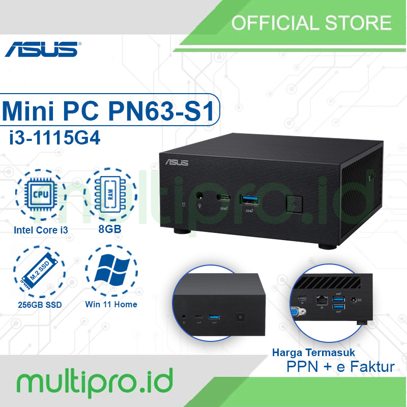 Mini PC Asus PN63-S1 i3-1115G4 8GB 256SSD M.2 WIN11H Warranty 3Y