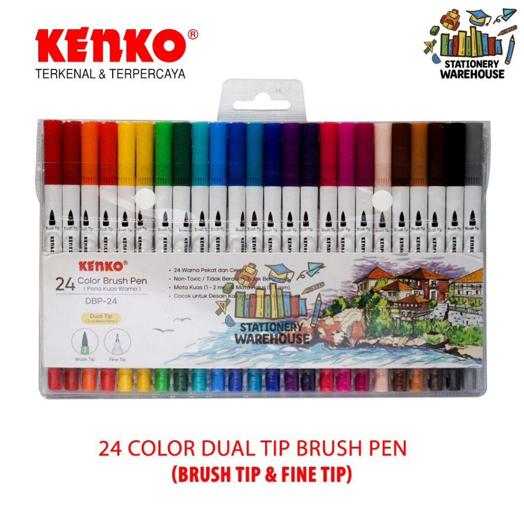 

24 Color Brush Pen / Pena Kuas Warna KENKO DBP-24 / 24 Warna / Color