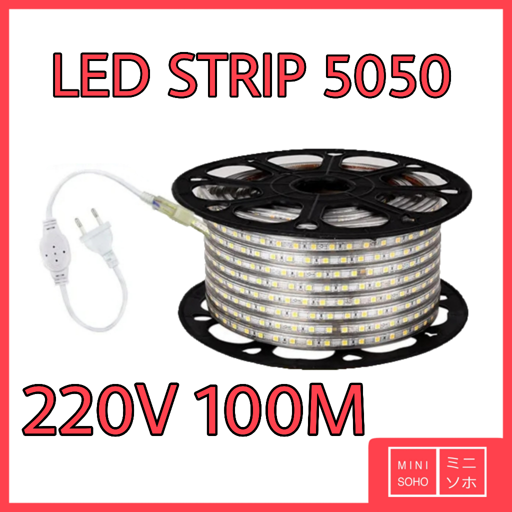 Lampu LED Strip Selang SMD 5050 90M Meter 220V Volt Outdoor Dekorasi Stripe Light Lamp