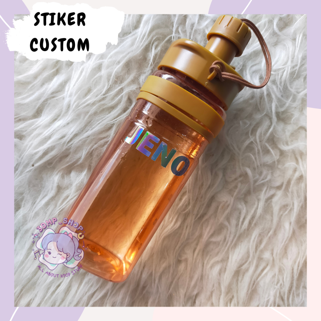 Stiker Nama CUTTING Request Custom hologram WATERPROFF Decal cocok untuk Botol Minum, Souvenir, Power Bank