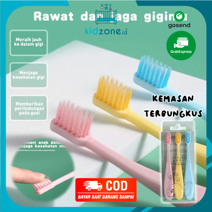 Sikat Gigi Anak 1set isi 3pcs Untuk 2-5 Tahun / Sikat Gigi Anak Bulu Lembut