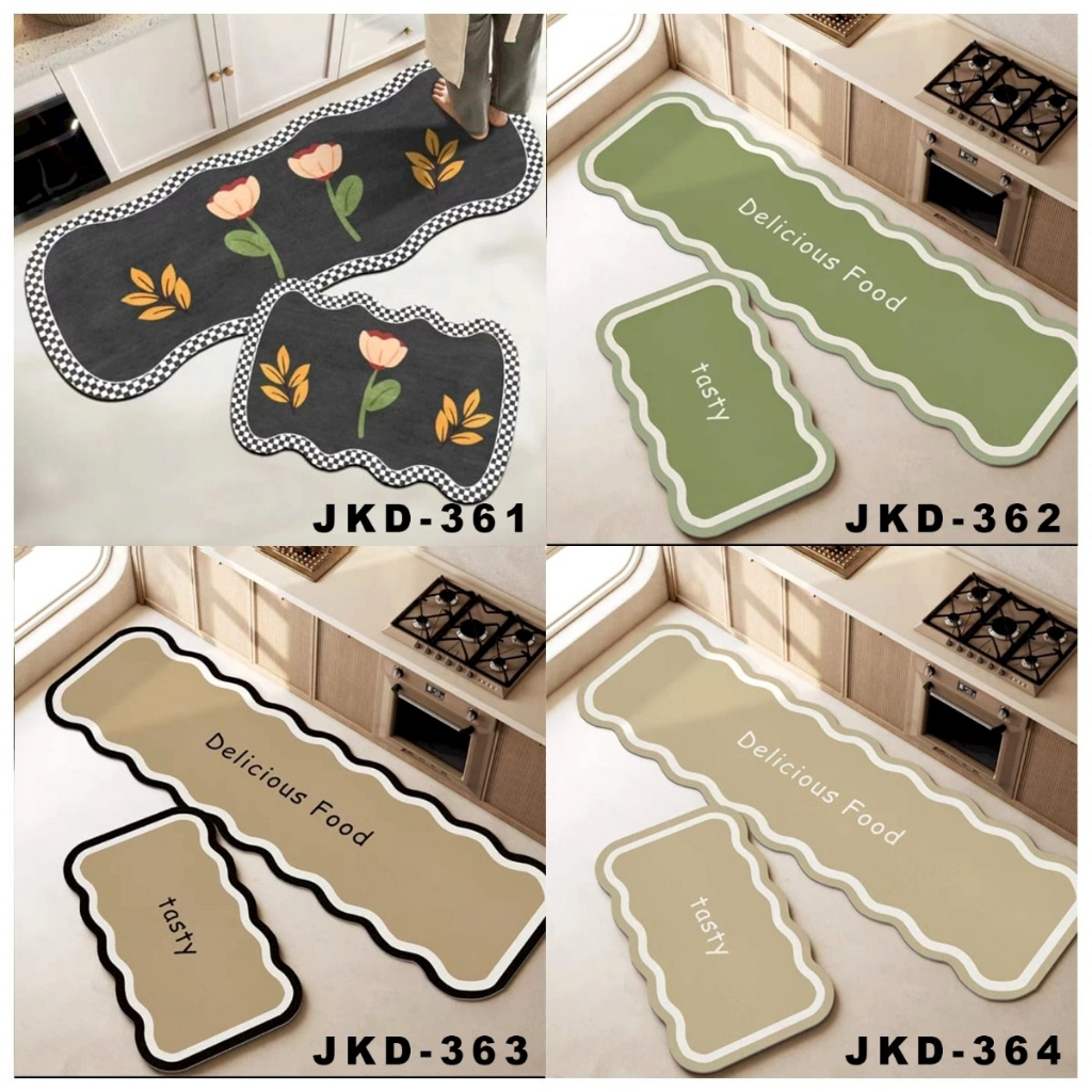 KESET DAPUR 2in1 ANTI SLIP dan MENYERAP (1SET DAPAT 2PCS) LEMBUT 1kg Muat 2SET (JKD321-364) | Happyonshop