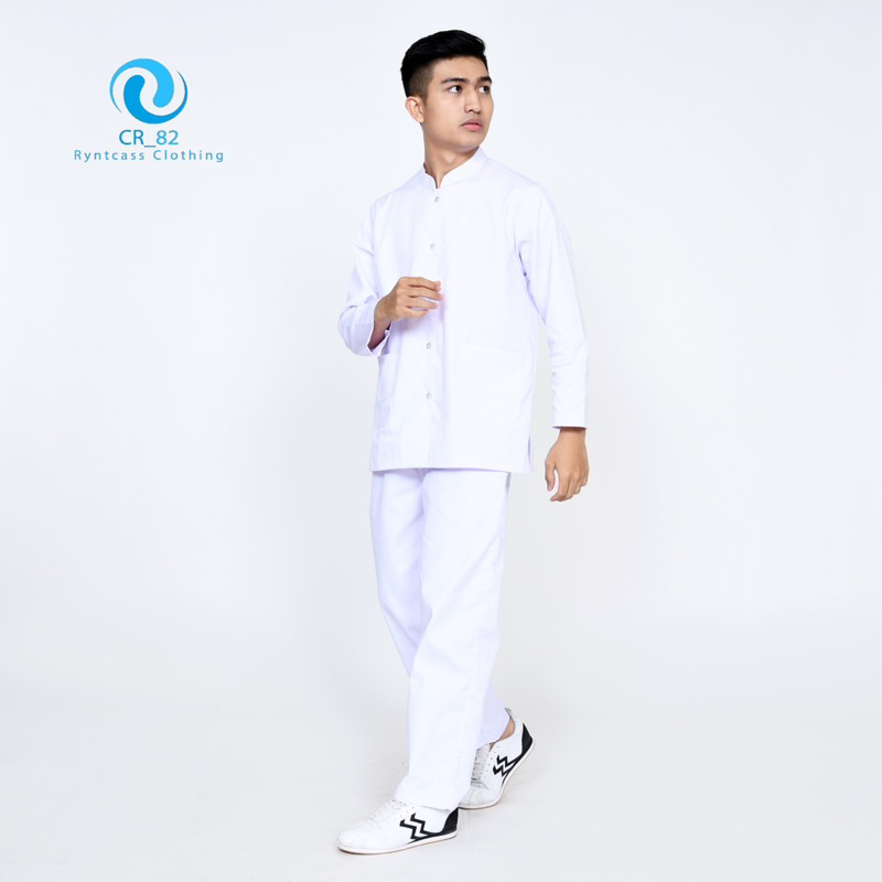 Seragam putih dinas perawat dokter bidan lengan pendek