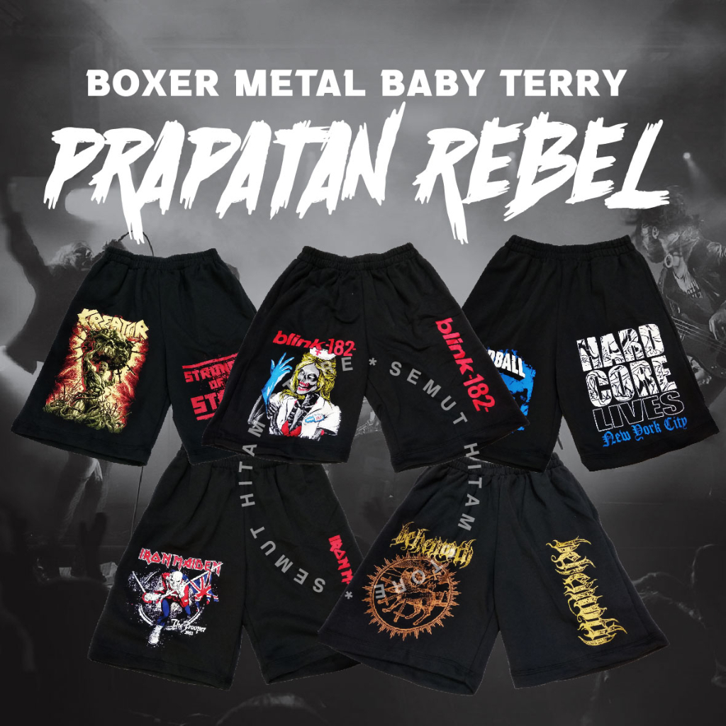 [GESER KIRI] Meshort Boardshort Boxer Kolor Baby Terry Metal Punk Prapatan Rebel