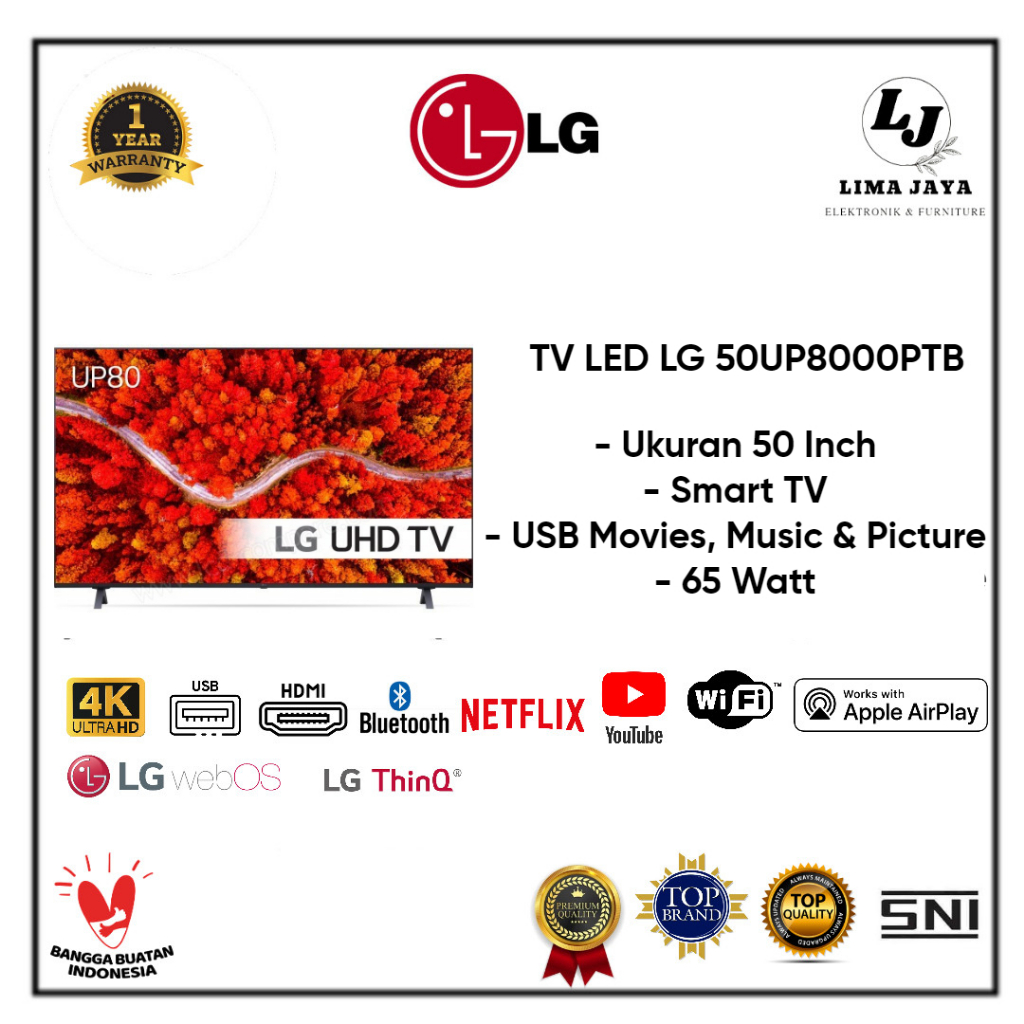 LG LED TV 50UP8000PTB Digital &amp; Smart TV LED LG 50 Inch 4K Ultra HD