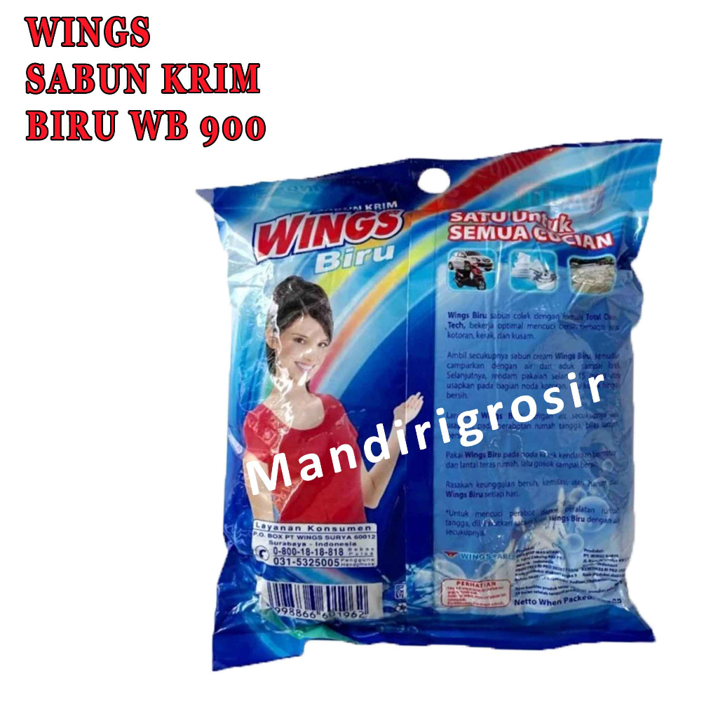 Wings* sabun colek* Biru* Sabun Cream* 380g