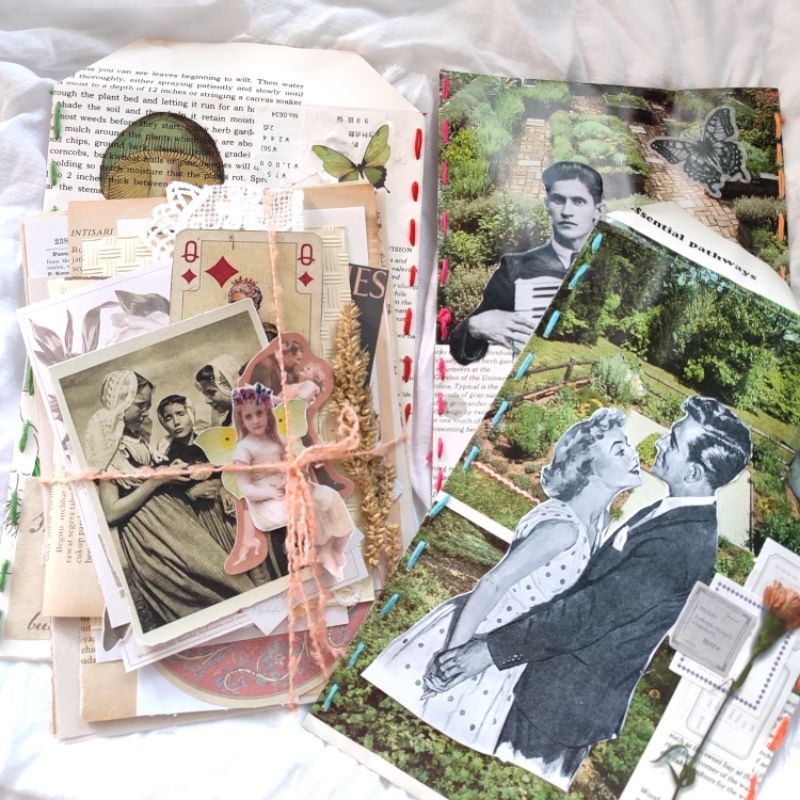 

Vintage junk journal kit / art collage journal / ephemera sticker