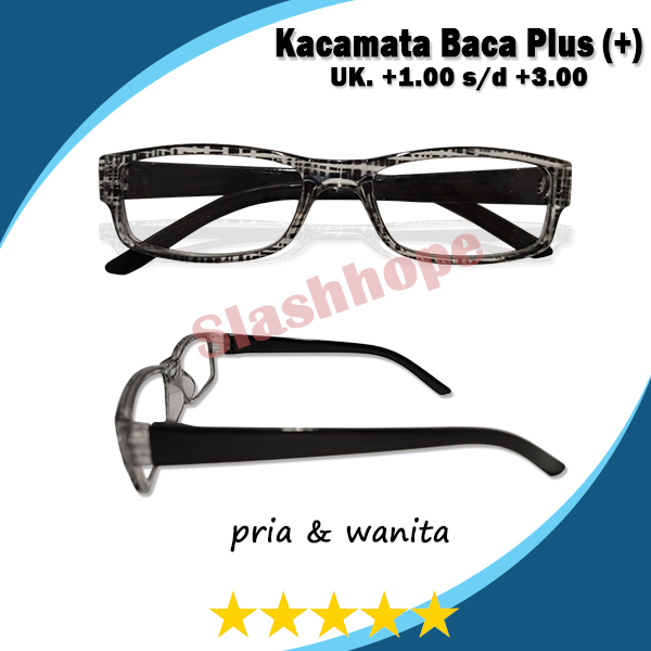 Kacamata Baca Lensa Plus (+) Bingkai Corak Gagang Hitam Model Terbaru ( U.k +100 s.d +3.00 ) Rabun D