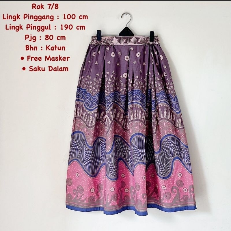 ROK BATIK WANITA MODERN 7/8 PANJANG 80CM SAKU  DALAM BAHAN KATUN
