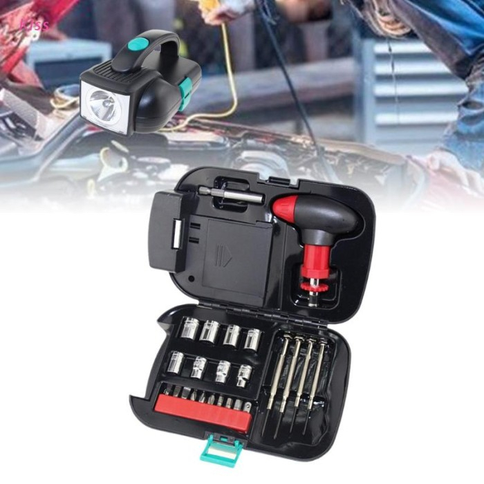 KCS- Toolkit 24in1 Senter Multifungsi Kunci Socket Alat Perkakas