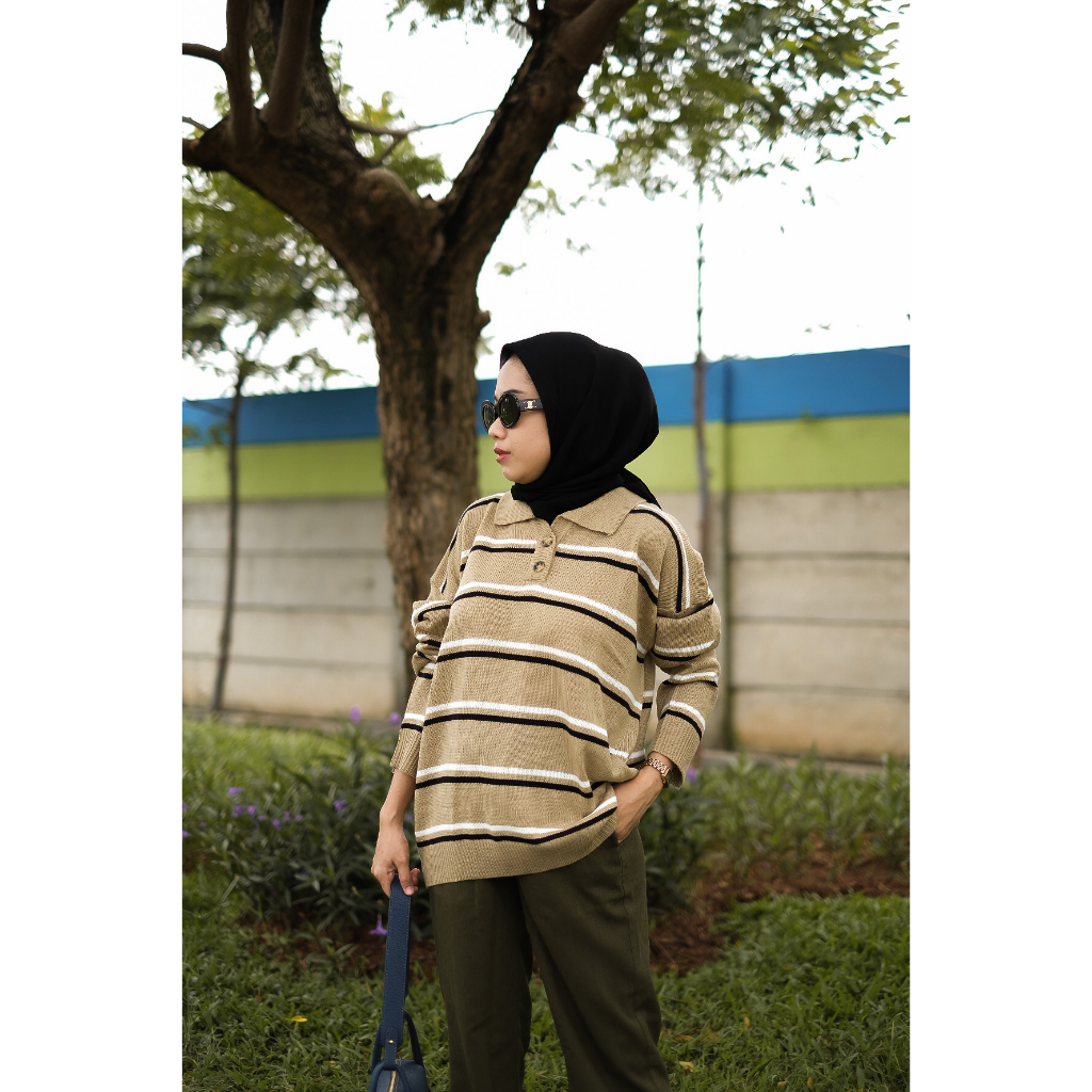 Hprojects - Nebula Polo Stripe Knit (sweater knit/sweater vintage)