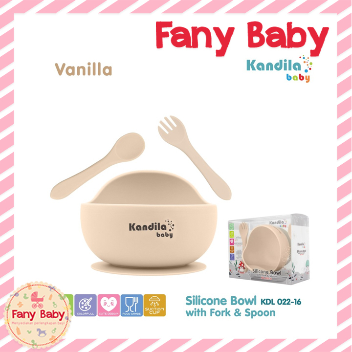 KANDILA BABY SILICONE BOWL WITH SPOON AND FORK SET / KDL 022-16