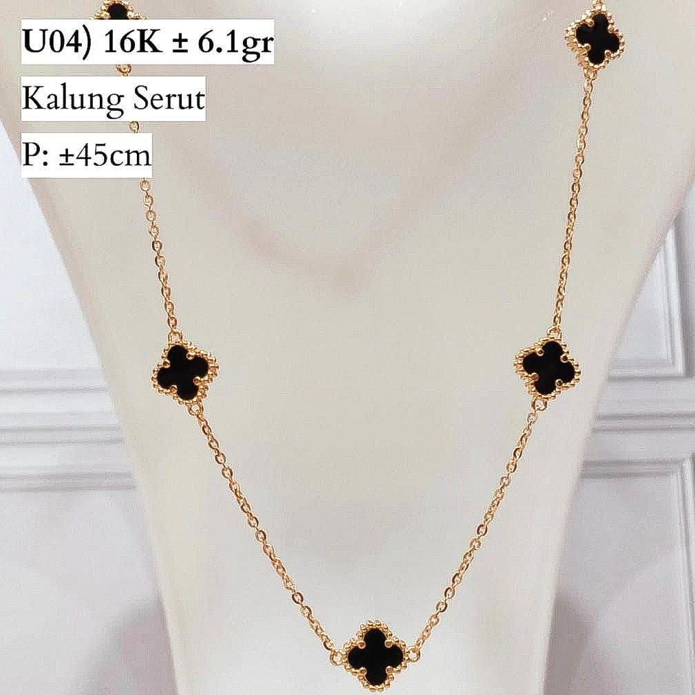 Set cincin kalung anak dan dewasa emas asli kadar 70 75 16k 17k van vc rosegold clover hitam branded gelang serut anting bulat gantung kerabu duduk paku cucuk