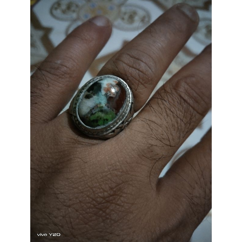 natural batu Garut pancawarna motip tapak jalak ring no 7