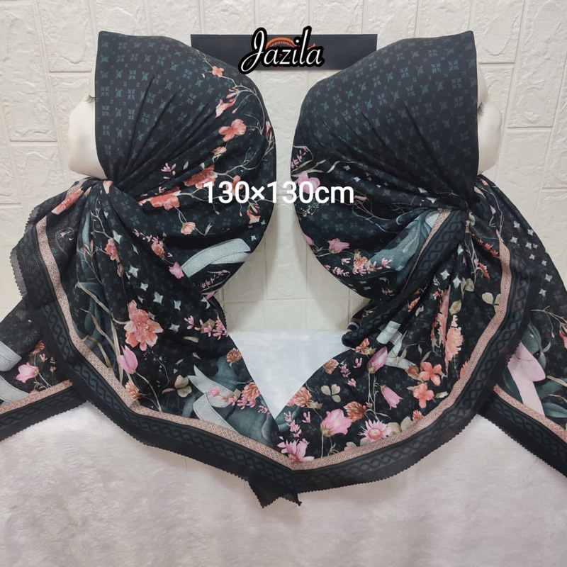 New hijab motif segi 4 syari jumbo jazila