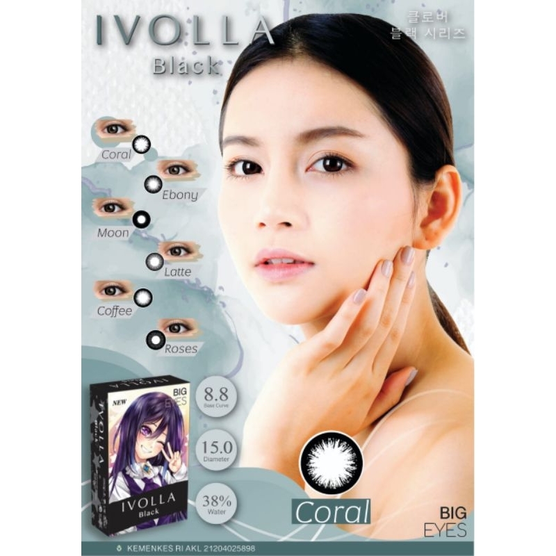 softlens ivolla dia 15mm/softlens black dia 15mm/softlens tanpa ring/softlens ivolla by eos
