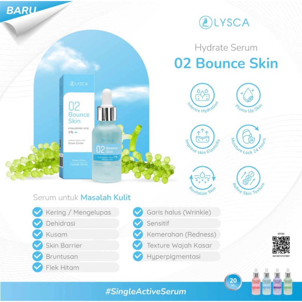LYSCA - 02 BOUNCE SKIN Hyaluronic Acid 1%* + Green Caviar (Serum Muka Lysca)