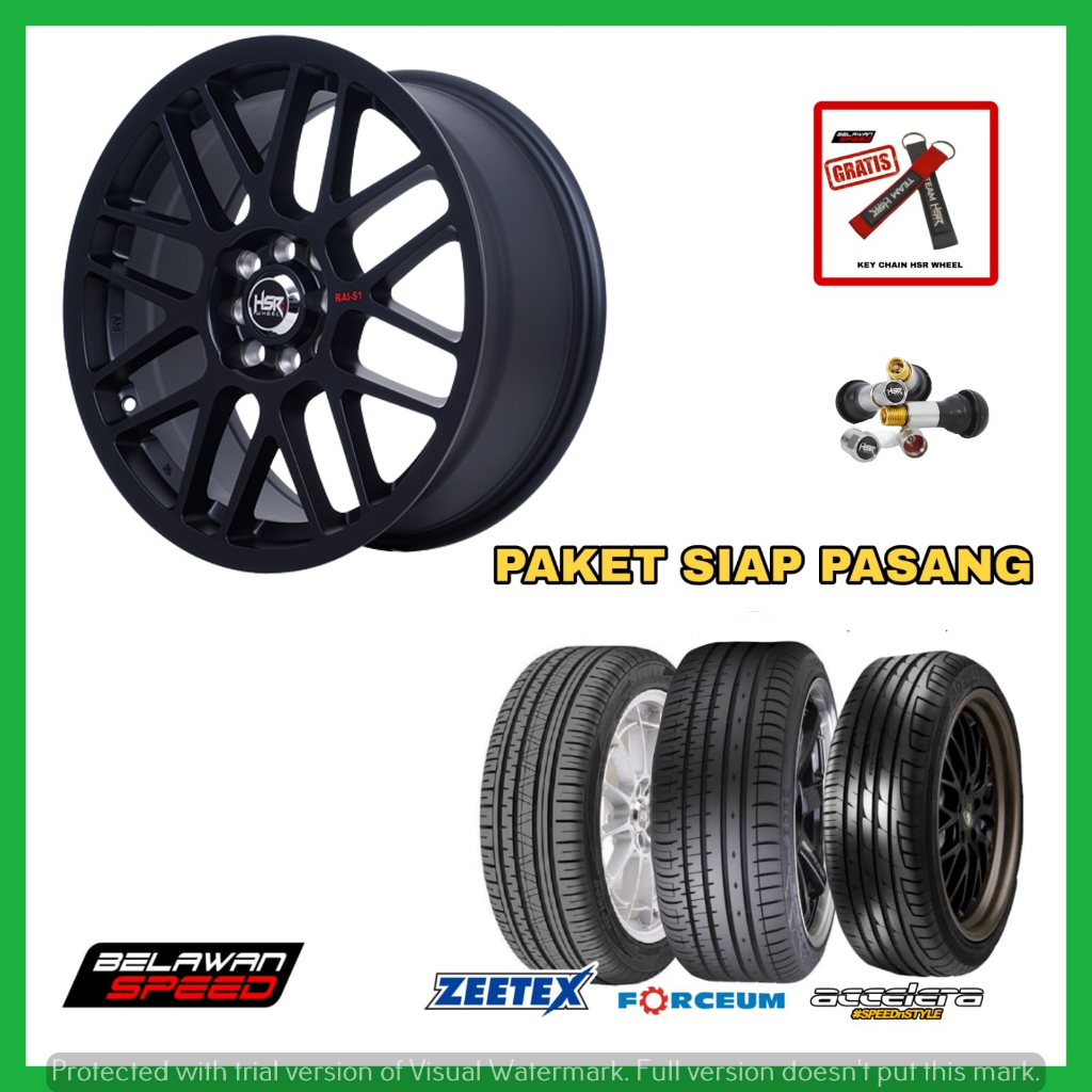 PAKETAN VELG MOBIL PLUS BAN RING 17 HSR RAI-S1 PCD 4X100/114,3 UNTUK AVANZA LIVINA XENIA MOBILIO FRE