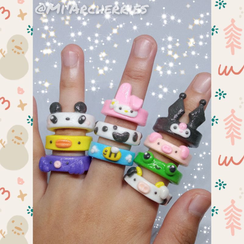 (Pt.1) Clay rings/ Cute rings/ Cincin/ Rings/ Clay/ Polymer Clay/ Handmade