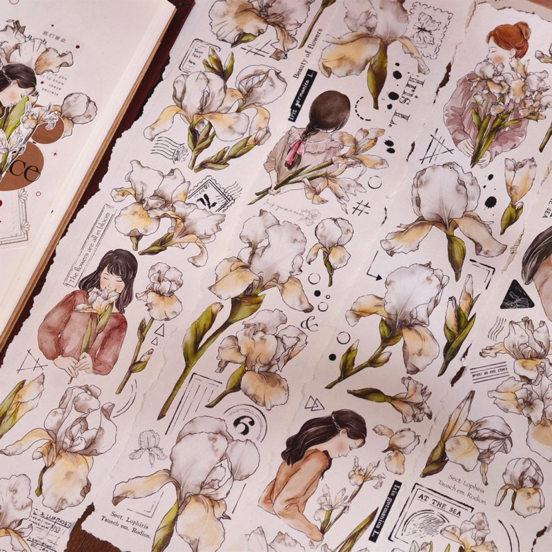 

Little White Iris Girl Washi & PET Tape