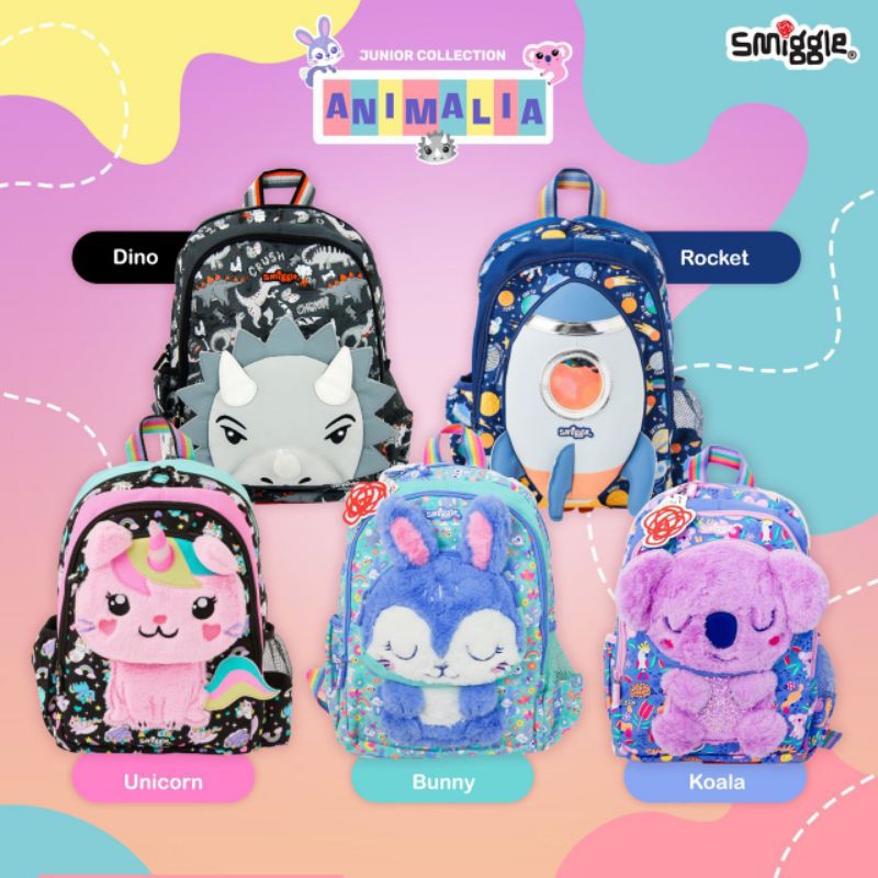 Smiggle animalia junior character backpacks and lunchbag/Tas Smiggle junior mirror quality