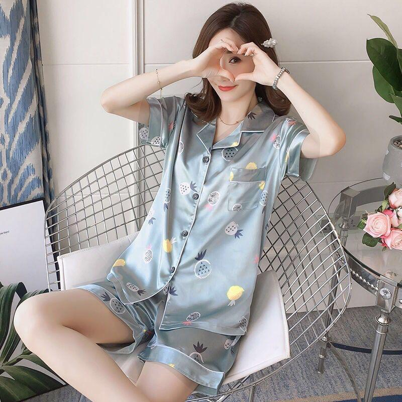 Ready Stock!!! Baju Tidur Piyama Set Bahan Satin Motif Lengan Pendek Celana Pendek/ Piyama Import / Super High Quality / Baju Tidur Import / Baju Tidur Murah / Piyama Set / Baju Tidur Set