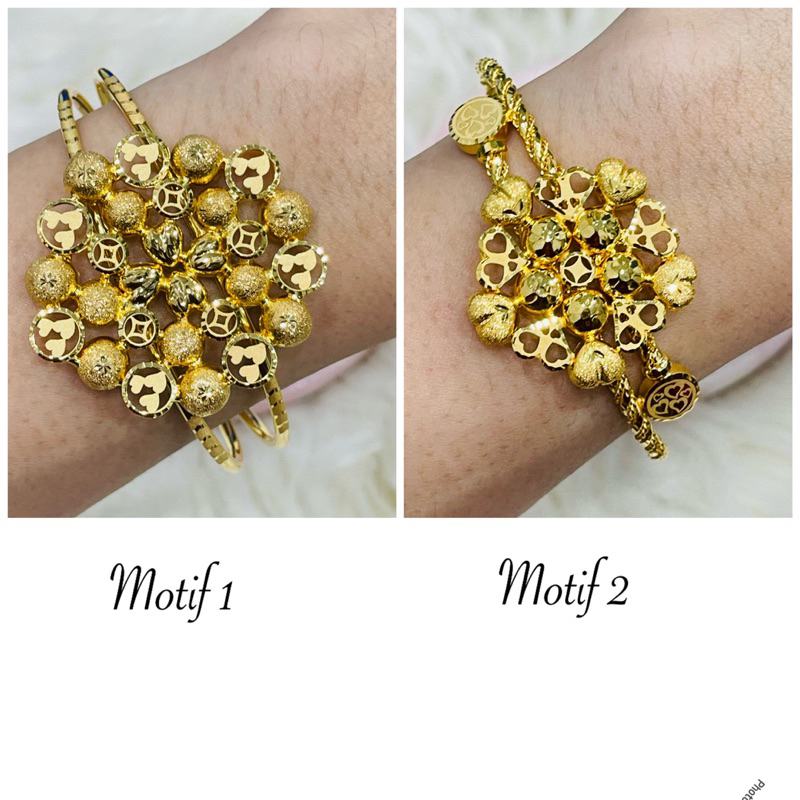 TERBARU gelang bangle bola bola kerawang emas asli kadar 700