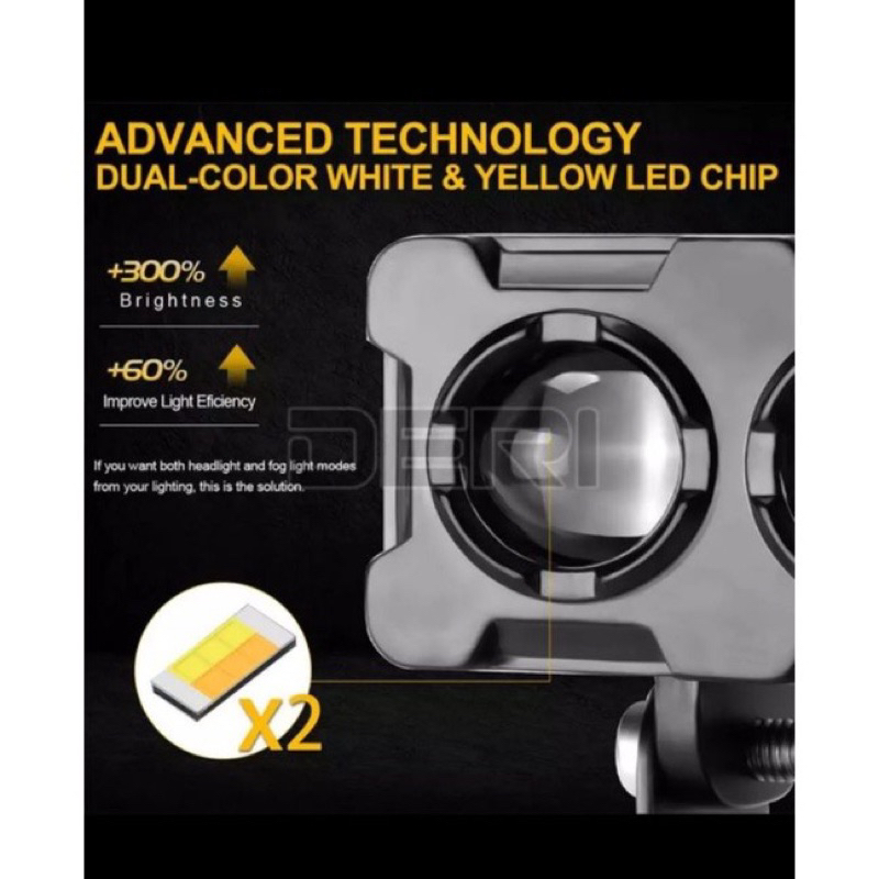 Lampu Tembak Led Sorot Laser Gun SQL 2 Mata D2 Motor Mobil SQL 2 High Low Warna Kuning Putih / Yellow White Harga 1 Pcs