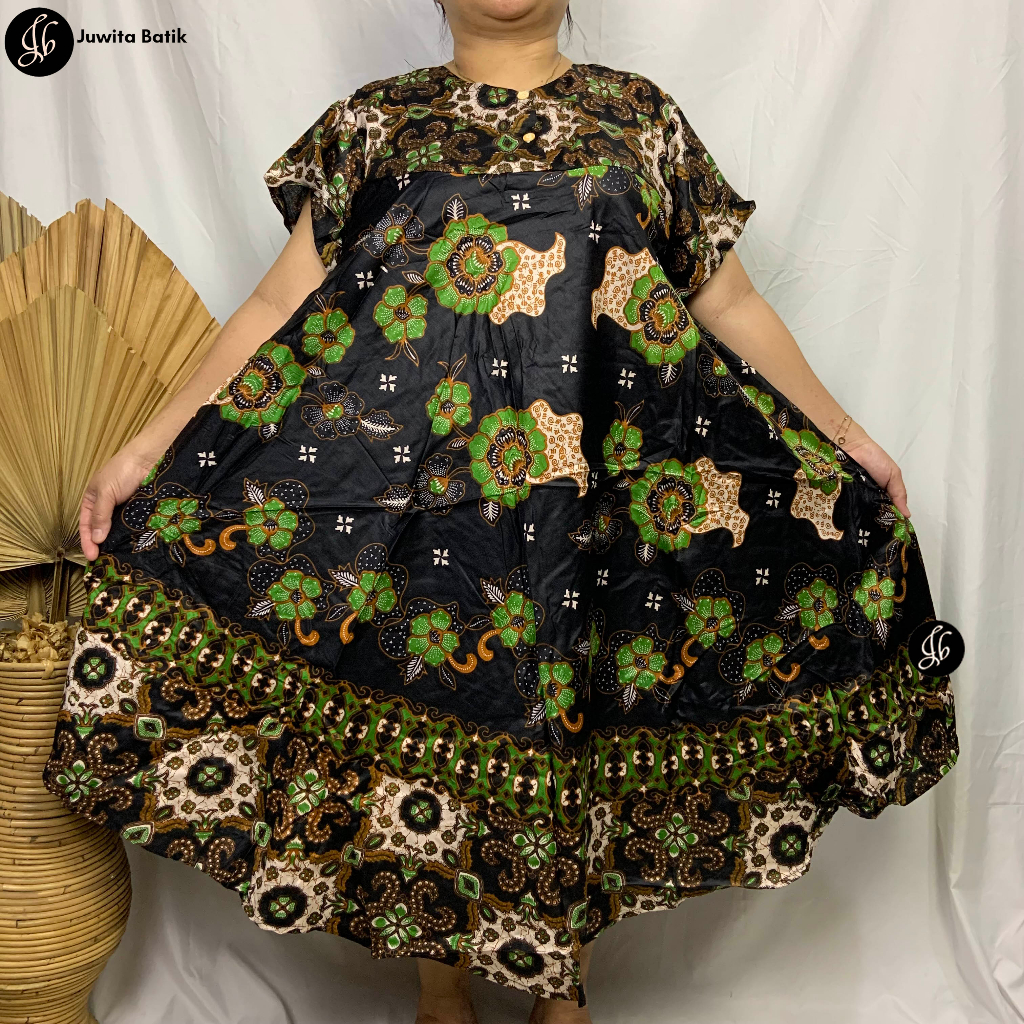 Juwita Batik - Daster Payung Jumbo XXL LD 120 Motif Anggrek Putri - Daster Busui Jumbo - Daster Jumbo Murah Terbaru