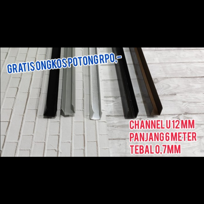 CHANNEL U / LIST U ALUMINIUM 1.2 CM X 1.2 CM (GRATIS ONGKOS POTONG)