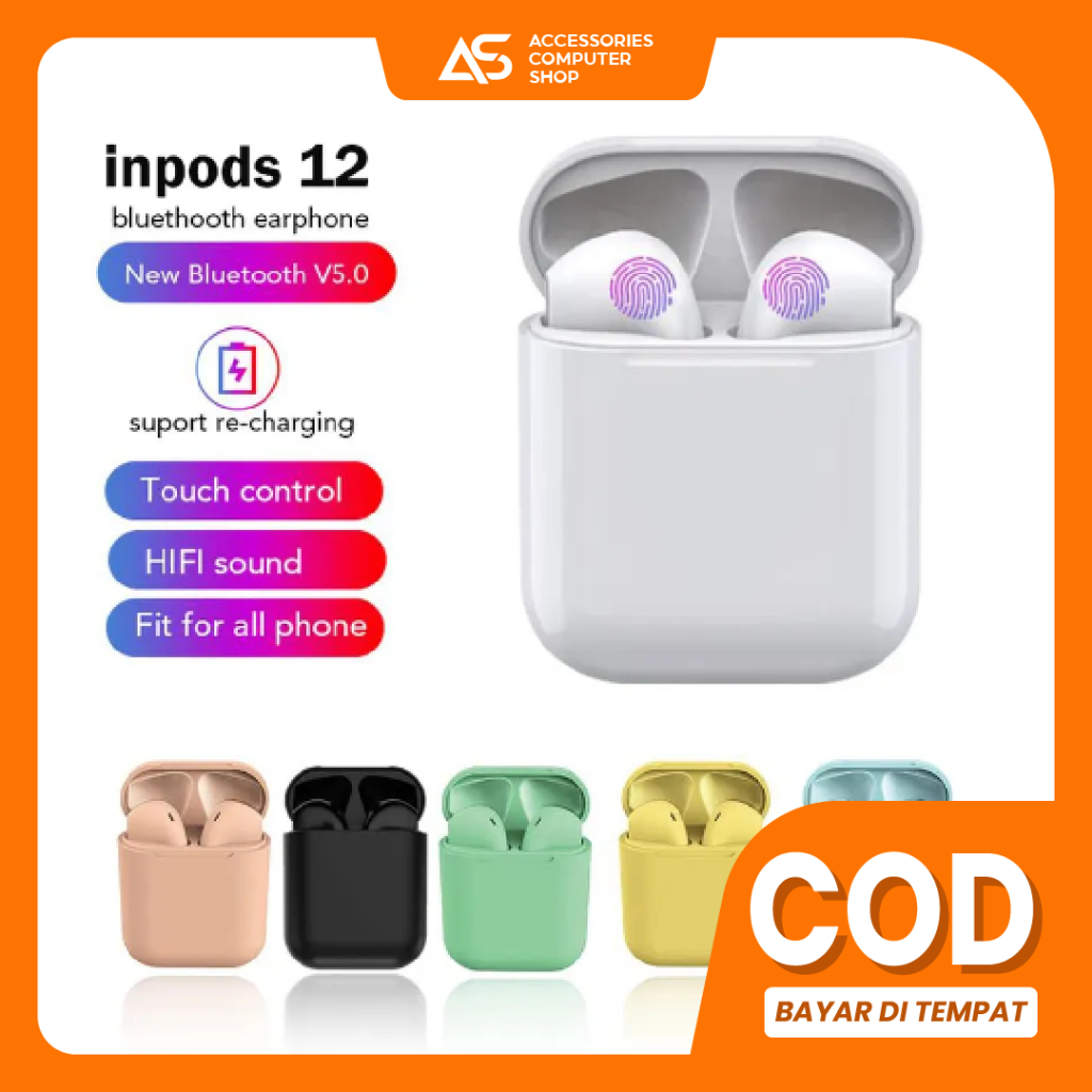 Earphone Wireless Inpods i12 Kisonli TWS Macaron Bluetooth 5.1 Android IOS i12 - ACS