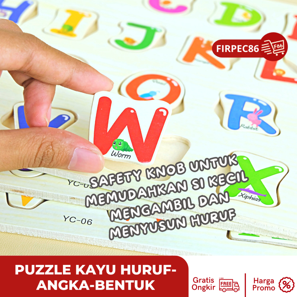 Mainan Edukasi Puzzle Kayu Abjad Alphabet Huruf