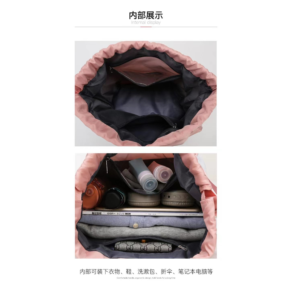 Tas kebugaran pemisahan kering dan basah gaya baru wanita dengan sepatu olahraga renang yoga tas bahu ransel perjalanan ringan luar ruangan