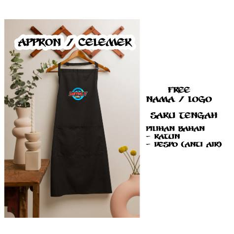 APRON POLOS / Apron Barista / Celemek Masak / Apron Chef custom / Apron Celemek Drill Polos