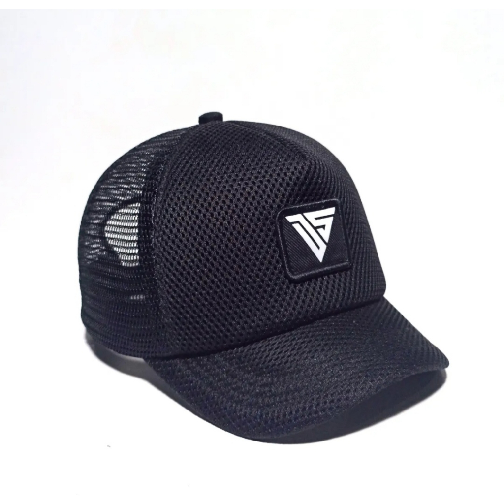 Topi Trucker lidah Pendek DS Caps Hat Topi Pria Trucker Jaring Black White Topi jaring Pria