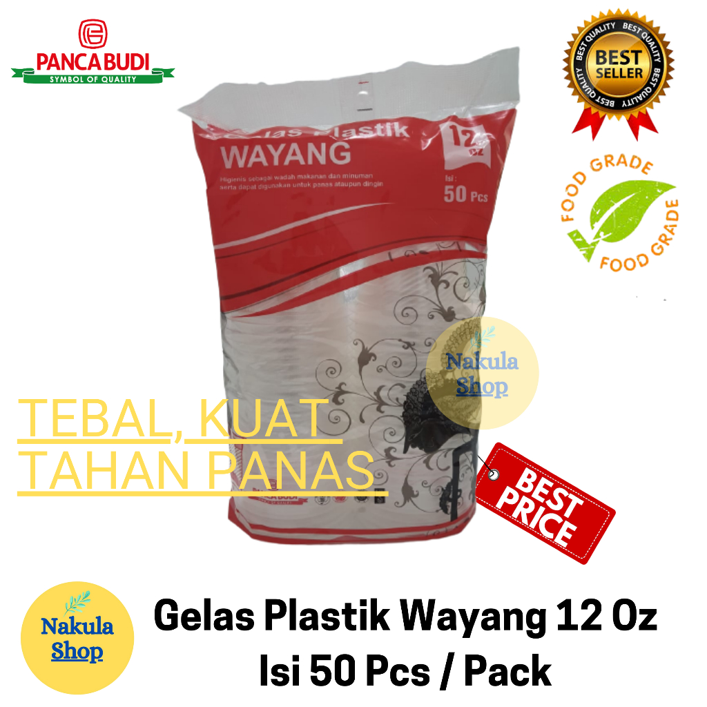 Gelas Plastik Oz Merk Wayang - Ukuran 12 Oz