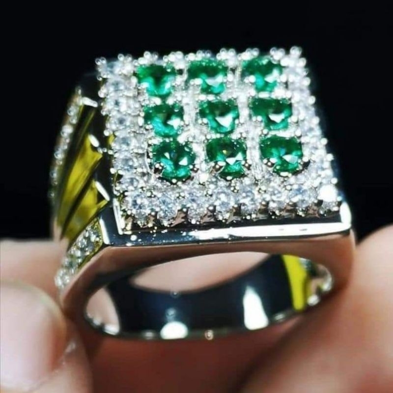 COD BAYAR DITEMPAT BATU CINCIN MATA 9 GREEN SAFIR SIAP PAKAI