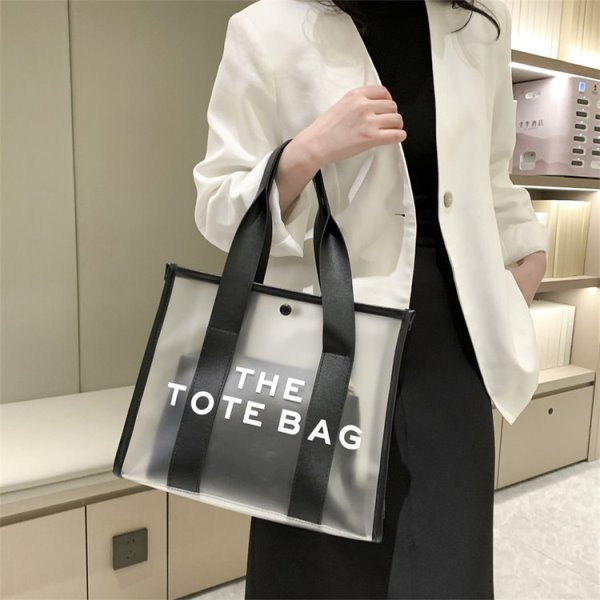 BJ64239 (2IN1) - BLACK/WHITE TAS SLEMPANG JINJING TOTEBAG HANDBAG TAS WANITA TRANSPARAN FASHION IMPORT MODIS ELEGAN TERMURAH TERLARIS TERBARU BAGSTORE JAKARTA TAS BATAM   ZCJ4239