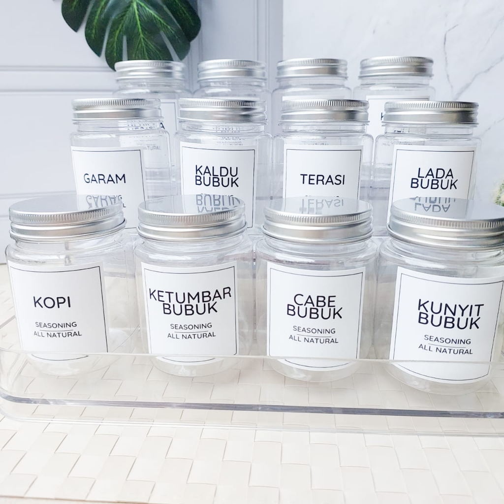 【GOGOMART】HB GRATIS SENDOK - Wadah Tempat Bumbu 200ml / Spice Jar Aesthetic / Minimalist Pantry Organizer / Botol Sambal Wadah Bumbu- 200ml - BUMBU HB